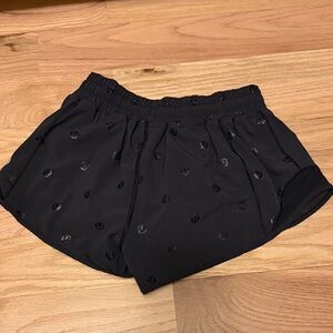 Women’s Black Athletic Shorts with Gloss Dot Texture